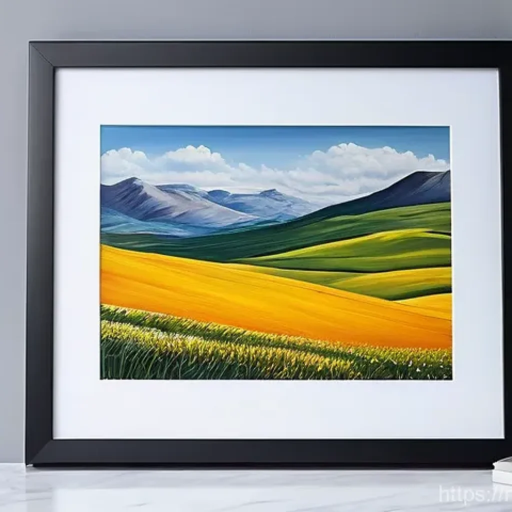 아트 프린트 판매 - **Prompt:** A close-up, high-definition photograph of a framed art print displayed in a brightly lit...
