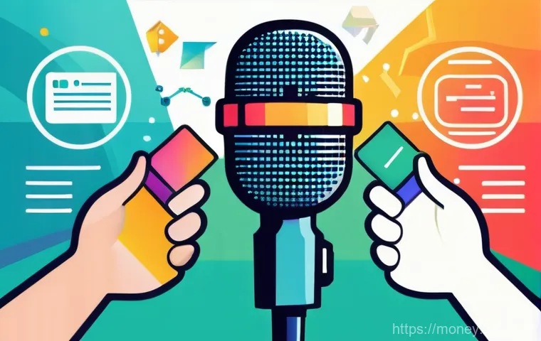 팟캐스트 수익화 - A modern, vibrant podcast studio bathed in soft, diffused light. A female podcaster in her late 20s,...