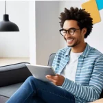 해외 쇼핑몰 대행 - **Prompt 1: The Seamless Overseas Shopping Experience**
    A young, diverse individual (wearing cas...