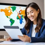 해외 주식 배당금 받기 - **Prompt 1: "Another Salary from Overseas Stocks"**
    "A vibrant, optimistic woman in her late 20s...