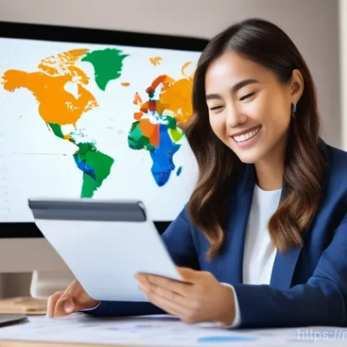 Home 26 해외 주식 배당금 받기 - **Prompt 1: "Another Salary from Overseas Stocks"**
"A vibrant, optimistic woman in her late 20s...